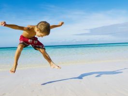 Happy on a beach in the Philippines