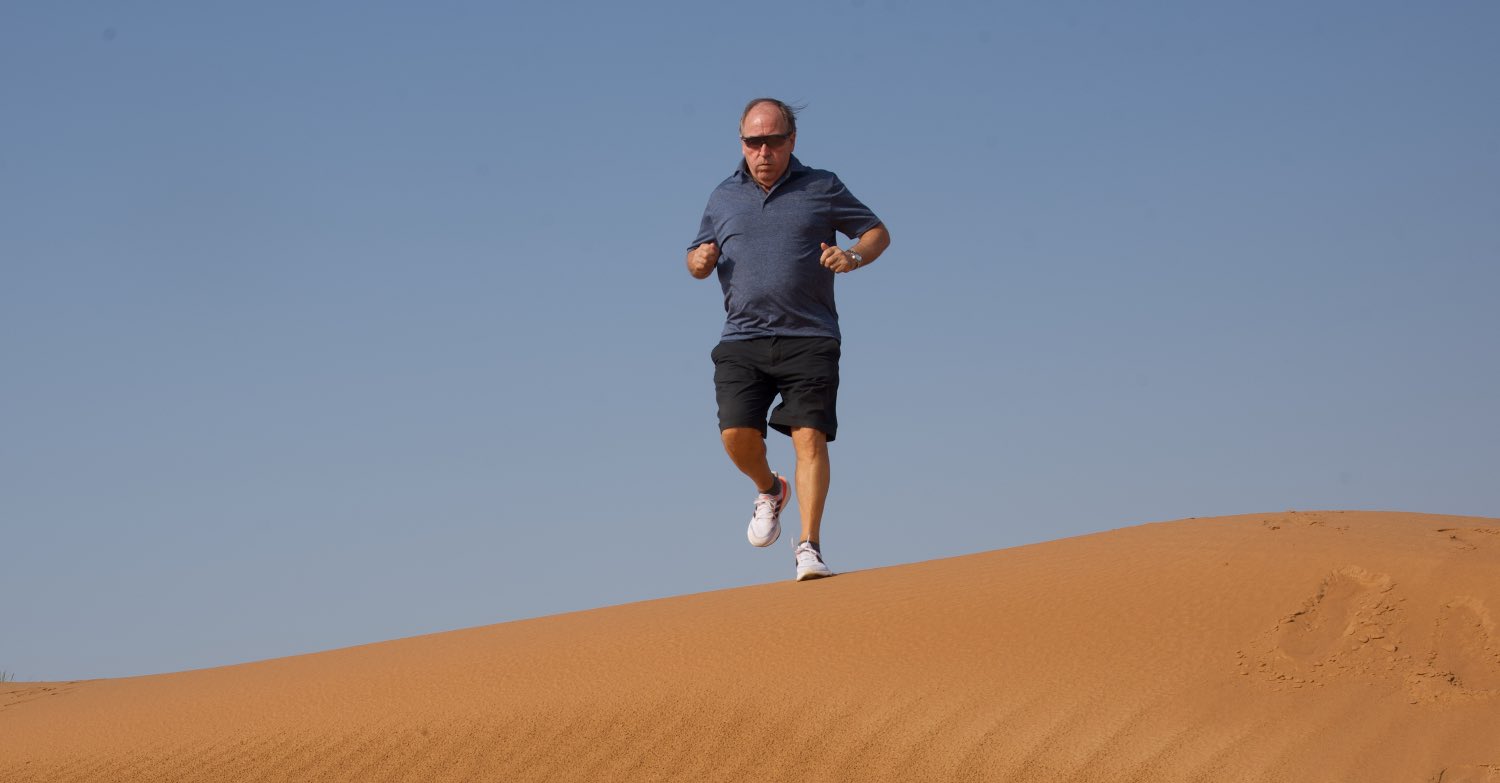 Dry sand and hot sun. 