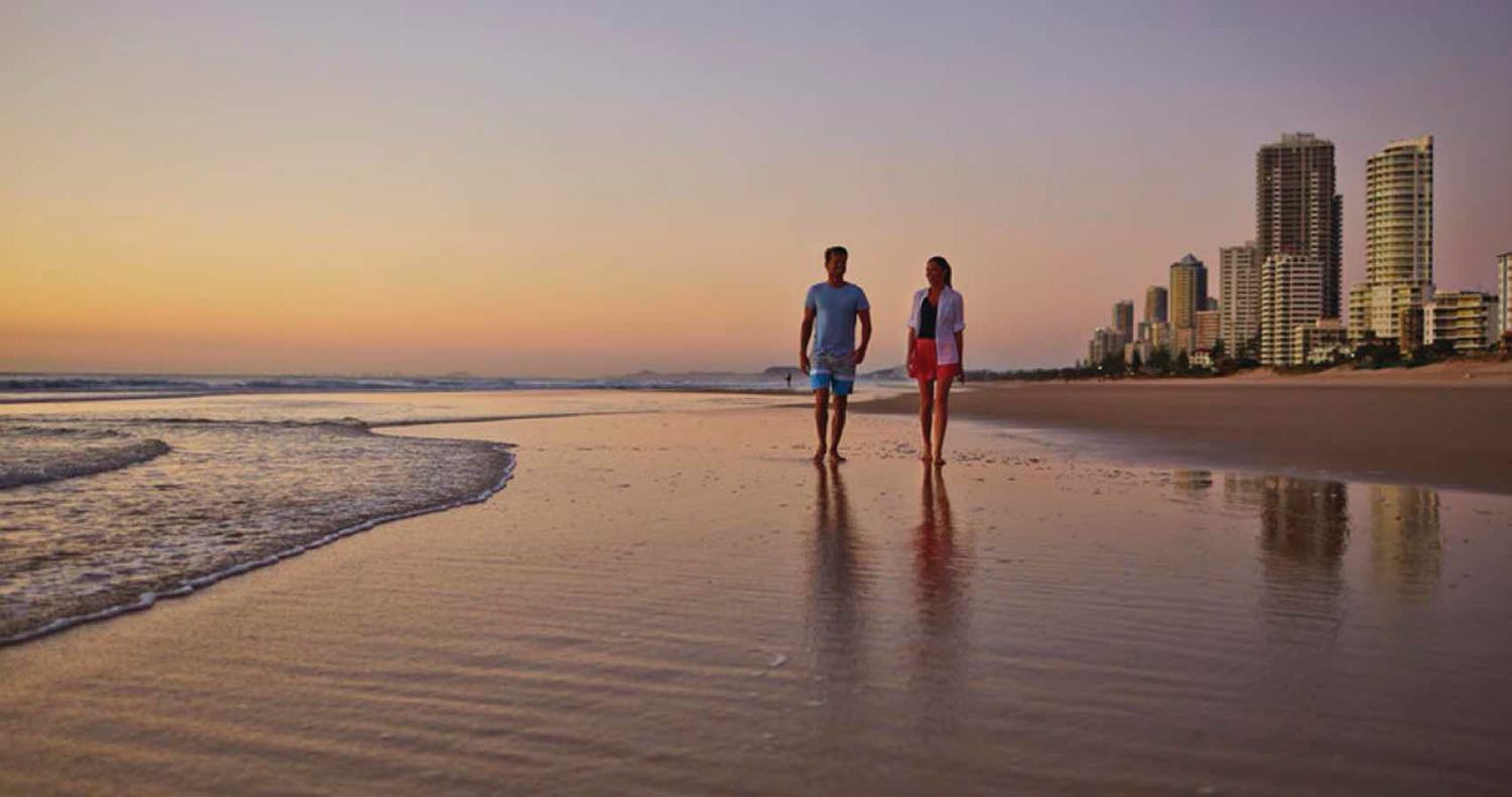 Fown Under: Sunset at Surfers Paradise in Australia