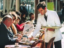 French Waiter in a Cafe
